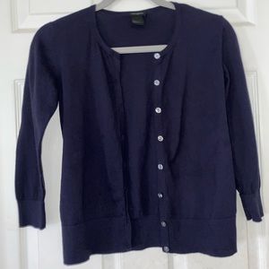Navy blue light long sleeve button up sweater!